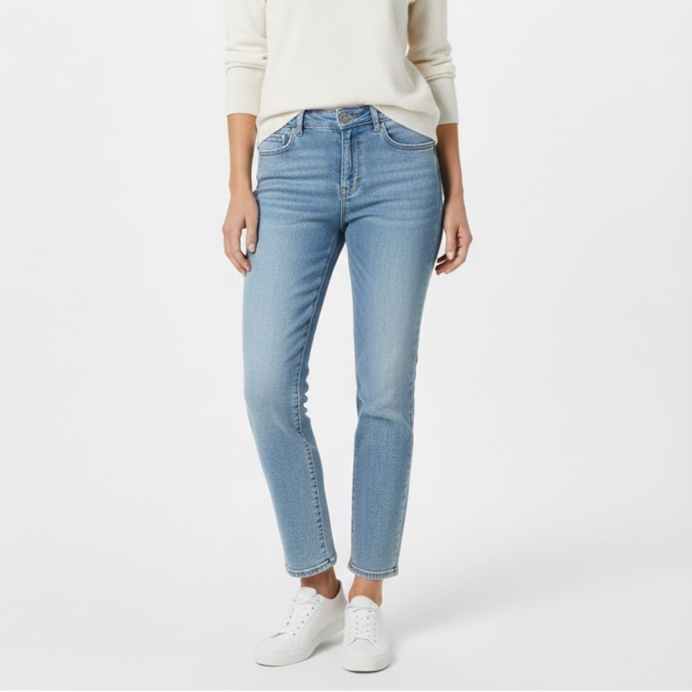 New L’Agence Davis Jeans Beaumont Blue Mid Rise Straight Ankle Sz 25